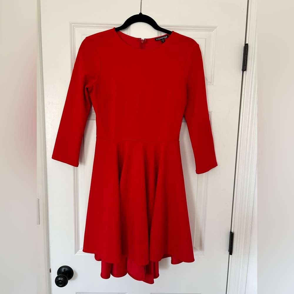 Red Express Crepe High Low Dress